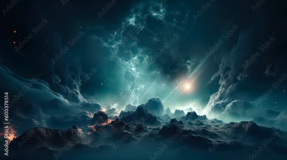 Canvas Prints abstract space background. galaxies, nebula and stars in space. generative ai.