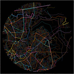 Colorful Map of Nicosia, Nicosia with all major and minor roads.