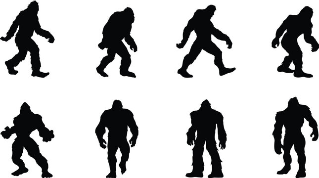silhouettes of Yeti Outline Bundle: Vector Graphics