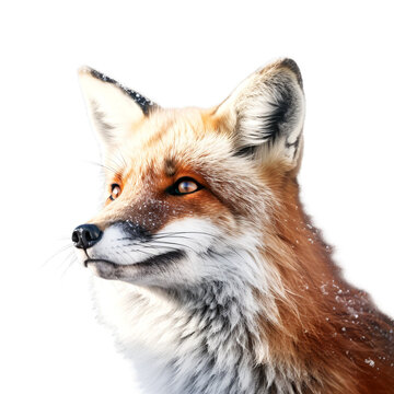 Red fox isolated on white. Generative Ai