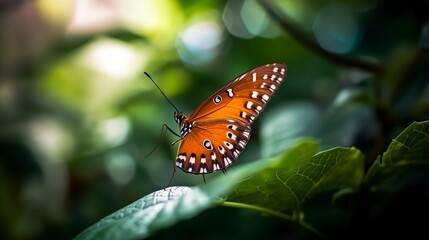 Fototapeta premium butterfly on a leaf, butterfly background, butterfly