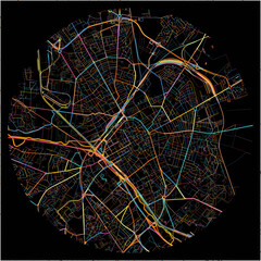 Colorful Map of Reims, Marne with all major and minor roads.