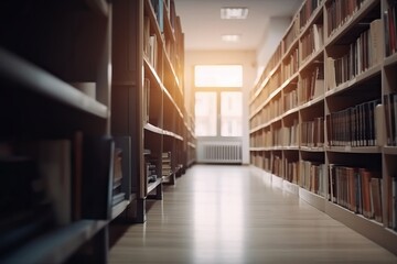 Empty library background, generative ai