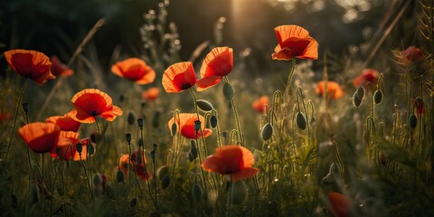 Poppies on a field, generative ai