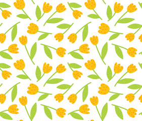 Vector seamless pattern with decorative flowers. Abstract background in doodle style