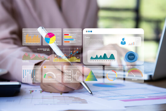 Accounting and Financial concept. Investors working on desk office and use computer keyboard and laptop to check data cost, balance, projit and currency.