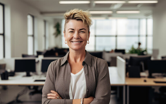 Portrait einer Inhaberin eines Gesch&auml;fts/Business, Generative AI