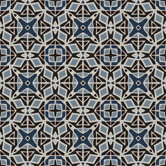 Creative color abstract geometric pattern in gray blue brown, vector seamless, can be used for printing onto fabric, interior, design, textile.
