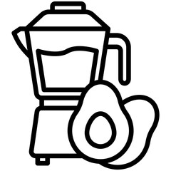 blender avocado juice, breakfast food courts vector icons for web design, app, banner, flyer and digital marketing.