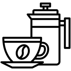 Obraz premium coffee, breakfast food courts vector icons for web design, app, banner, flyer and digital marketing.