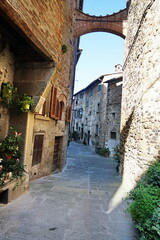 Fototapeta na wymiar Glimpse of the medieval old town of Anghiari, Tuscany, Italy