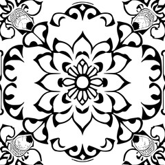 Flower clipart vector design black and white