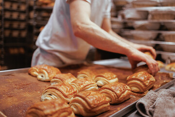Organic Bakery - details of baker baking bread