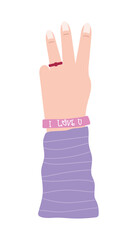 Human hand with number or counting symbol