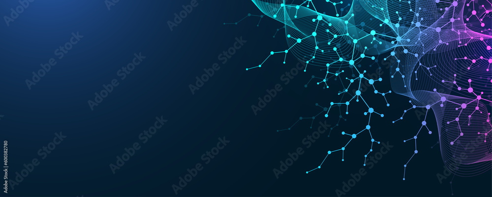 Aufkleber molecular structure background. science template wallpaper or banner with a dna molecules. asbtract 