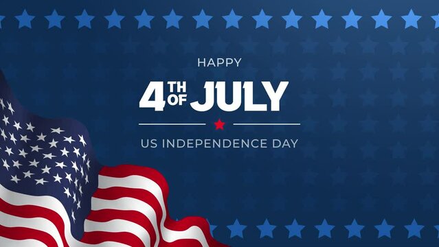 US Independence Day July 4th banner footage illustration on a decorative background