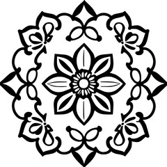 Flower clipart vector design black and white