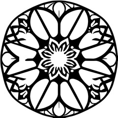 Flower clipart vector design black and white