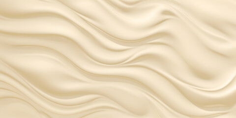 Fototapeta premium A luxurious and smooth cream-colored fabric with soft, wave-like textures that convey a sense of gentle movement and elegance