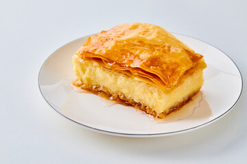 piece of galaktoboureko on a white plate