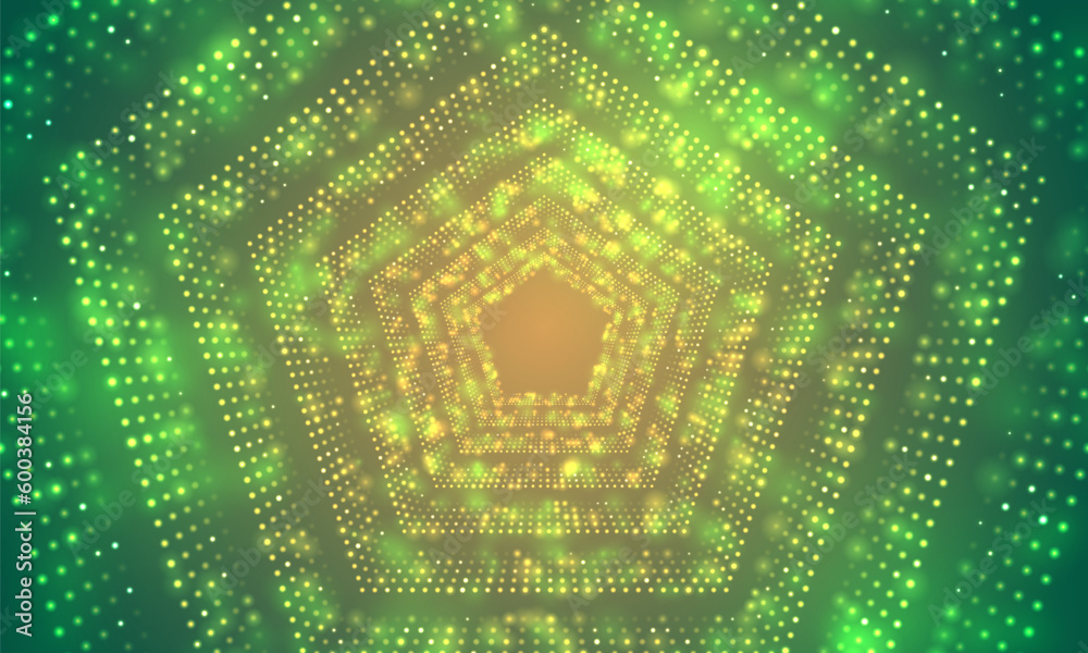 Wall mural portal with light effects. neon particles tunnel. abstract technology background. vector illustratio