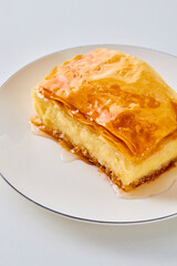 piece of galaktoboureko on a white plate
