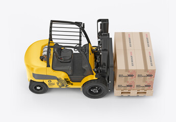 Forklift with Boxes Mockup