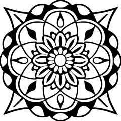 Flower clipart vector design black and white