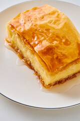 piece of galaktoboureko on a white plate