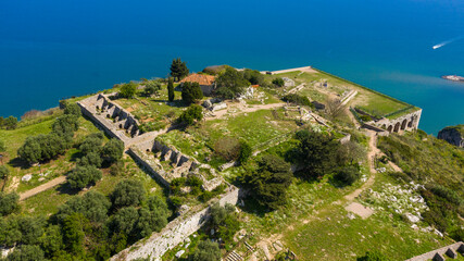 Aerial view of the temple of Jupiter Anxur located on the Sant'Angelo mount, in Terracina, Latina,...
