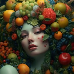 Fototapeta na wymiar fruit, women, beauty, Generative AI, Generative , KI