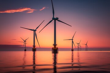 Offshore wind turbines. Ai Generated