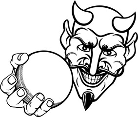 Devil Satan Cricket Sports Mascot Cartoon