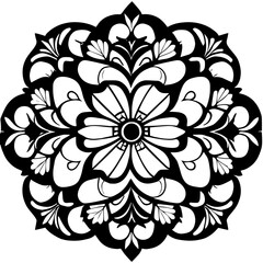 Flower clipart vector design black and white