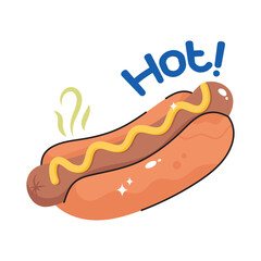 Hot dog doodle filled vector outline icon. EPS 10 file