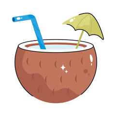Coconut water doodle filled vector outline icon. EPS 10 file 