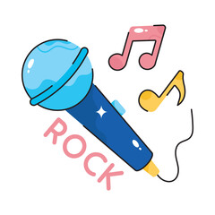 Rock Music doodle filled vector outline icon. EPS 10 file