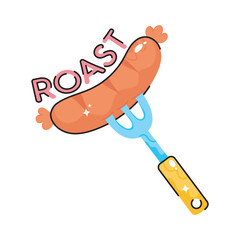 Sausage doodle filled vector outline icon. EPS 10 file