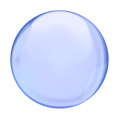 Blue translucent light round bubble or sphere with glares and transparency. Png clipart isolated cut out on transparent background