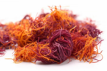 Fototapeta premium generative AI tools, Saffron spice threads isotaled isolated on white 