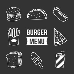 Burger menu in blackboard style