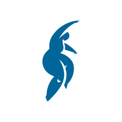 Abstract art of dance chubby female silhouette Matisse inspired contemporary style vector illustration