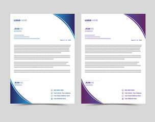 Modern Creative corporate business letterhead layout template design.