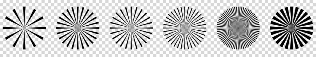 Sunburst element radial stripes. Vector illustration isolated on transparent background