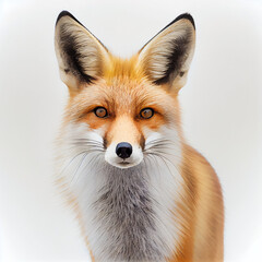 Adult Fox portrait isolated on a white background. Generative AI. 