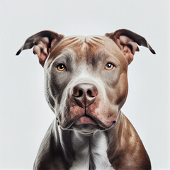 Adult Pit Bull portrait isolated on a white background. Generative AI. 