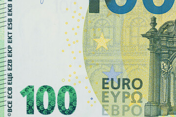 Close-up of the one hundred euro banknote of the European Union