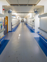 Long empty hospital walkway in england uk