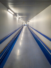 Long empty hospital walkway in england uk