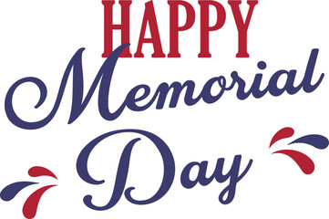 Happy Memorial Day lettering with red stars. Memorial Day greeting card. Memorial Day . American Flag